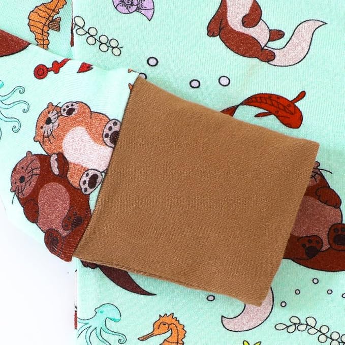 Seals Print Bamboo Fiber Baby Romper with 2 Way Zipper and Long Sleeve Romper for Boys and Girls