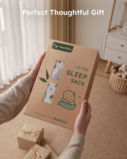 Yoofoss Rayon Made from Bamboo Baby Sleep Sack 12-18 Months 1.0 Tog Baby Wearable Blanket, Super Soft Infant Toddler Sleeping Sack 2-Way Zipper