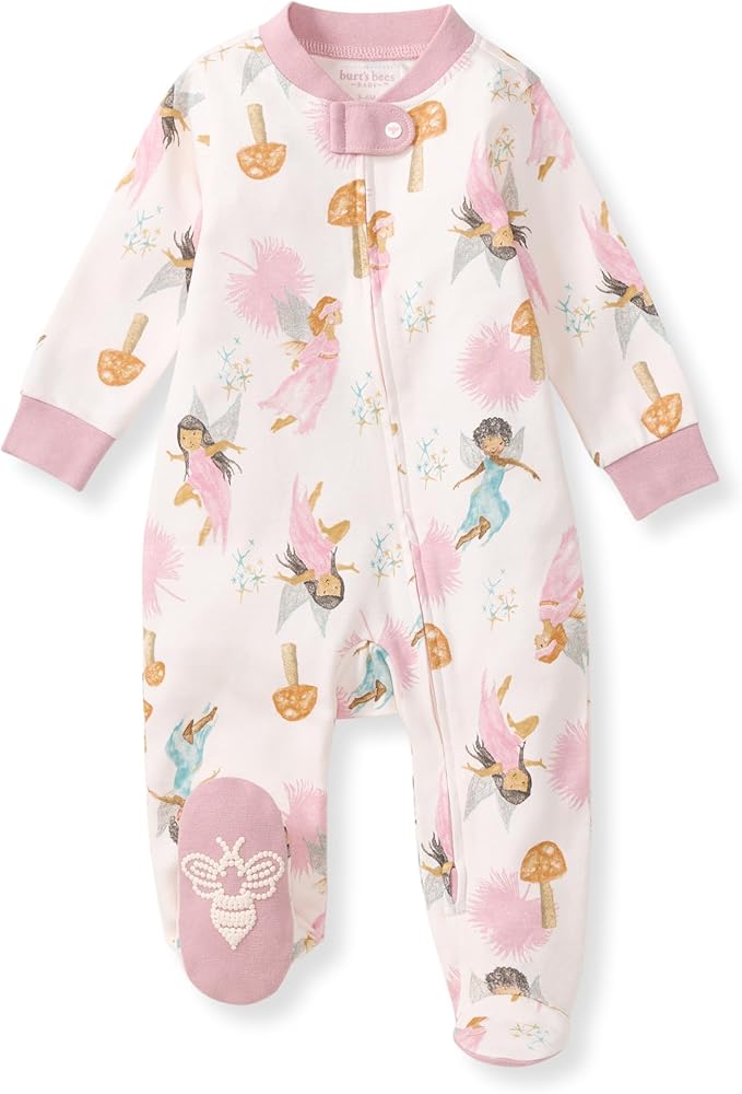 Burt's Bees Baby Girls' Organic Cotton Sleep and Play Footed Pajamas