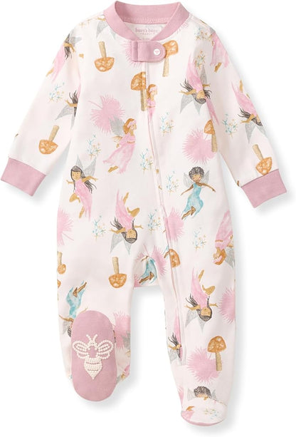 Burt's Bees Baby Girls' Organic Cotton Sleep and Play Footed Pajamas