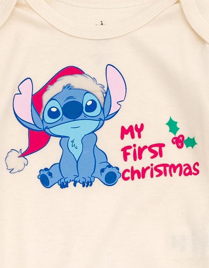 Disney Christmas Baby Girls Bodysuit, Pants and Headband 3 Piece Outfit Set Newborn to Infant Sizes (Newborn - 24 Months)