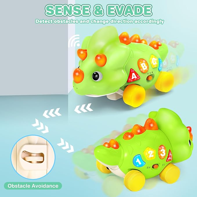 BainGesk Dinosaur Crawling Toys for 1 Year Old Boy, Musical Baby Toys for 6-12 Months, Early Development Learning Toys for 12-18 Months Boys Girls, Birthday Gifts for 1-2 Year Old Toddlers