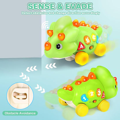 BainGesk Dinosaur Crawling Toys for 1 Year Old Boy, Musical Baby Toys for 6-12 Months, Early Development Learning Toys for 12-18 Months Boys Girls, Birthday Gifts for 1-2 Year Old Toddlers