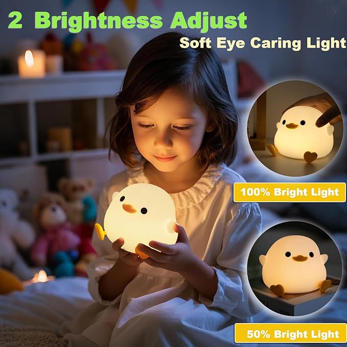 DREAMING MY DREAM Cute Duck Lamp,Do Do Duck Night Light,Silicone Squishy Nursery Bedside Lamp,USB Rechargeable Touch Table Lampfor Bedrooms, Living Room Decor Gift Toy