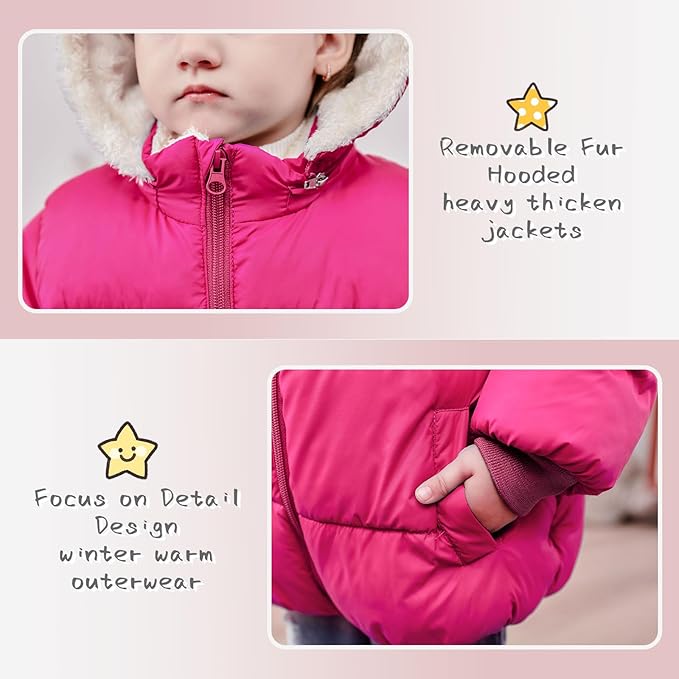 TUONROAD 1-6T Baby Girl Boy Winter Fleece Coats Toddler Warm Puffer Jackets Kids Down Alternative Outerwear