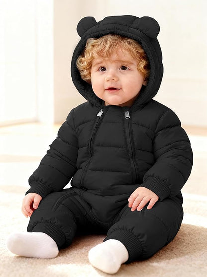 XMWEALTHY Baby Snowsuit Toddler Girl Clothes Cute Hooded Double Zipper Boys Winter Coat Unisex Romper for Infant