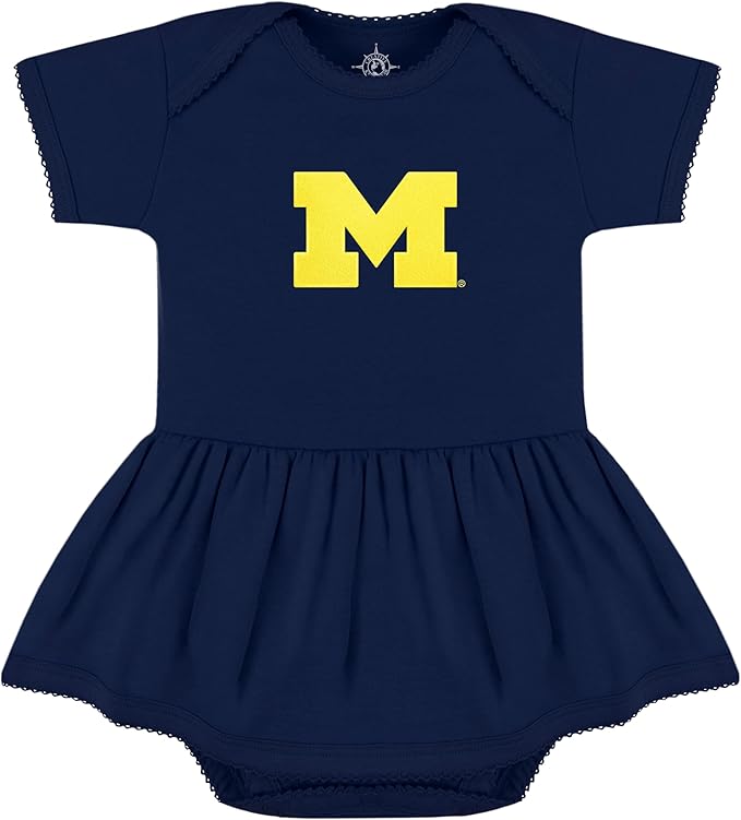 Creative Knitwear College Baby Picot Bodysuit Dress - Team Logo, Multiple Colors, for Baby Girls (0-24 Months)