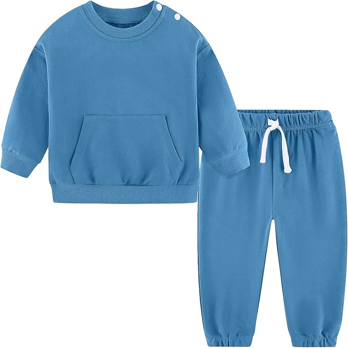 Fullfamous Baby and Toddler Boys 100% Cotton 2 Piece Long Sleeve Sweatshirt and Sweatpant Jogger Pants Set Newborn-4T