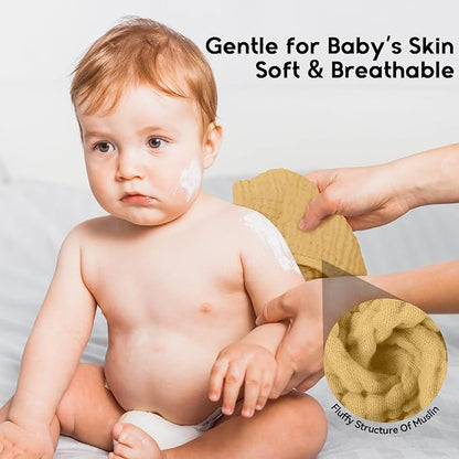 Muslin Burp Cloths for Baby 100% Cotton Burping Cloths for Boys Girls Large 20''X10'' Extra Soft and Absorbent 12 Pack - Gradient Brown