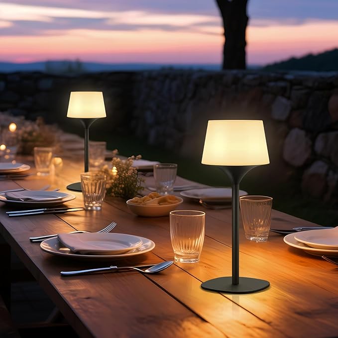 FUYO Cordless Table Lamp, Portable LED Desk Lamp, 3 Color Stepless Dimmable Rechargeable LED Table Lamp for Restaurant/Bedroom/Bars/Outdoor Party/Camping/Coffee Shop