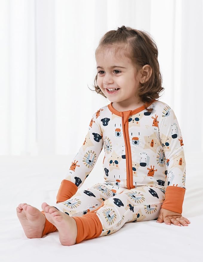 Baby Zippered Rompers Newborn Pajamas Sleepers Long Sleeve Jumpsuits Infant Zipper Romper-Viscose from Bamboo