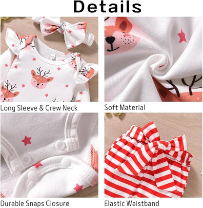 Aalizzwell Preemie Newborn Infant Baby Girls Clothes Ribbed Romper Bodysuit Pants Set Fall Winter Outfits