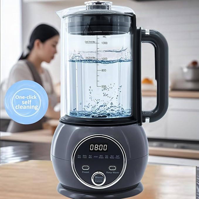 10 in 1 Nut Milk Maker Hot Blender,51oz Homemade Soy, Almond,Oat,Plant Based,Baby Food Maker 20 Blades,Automatic Soybean Machine with 24H Delay Start/Keep Warm8H/Boil Water&Auto Clean