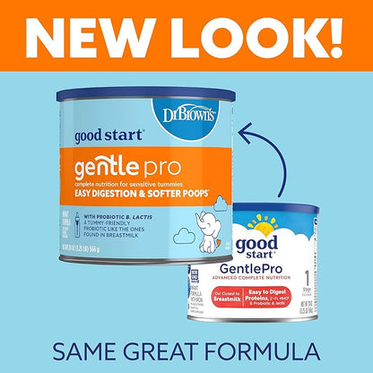 Good Start | Dr. Brown’s Gentle Pro, Baby Formula Powder, For Sensitive Tummies, Easy Digestion and Softer Poops, Infant Formula with Probiotics, DHA, Non-GMO, 20 Ounce