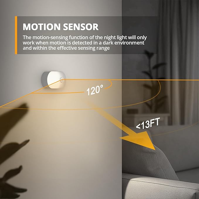 Lyridz Rechargeable Motion Sensor Night Light, Cool White LED Stick-on Closet Light with Dusk to Dawn Sensor, 1-20LM Stepless Adjustable Brightness for Bedroom, Wall, Kitchen, Stairs, Hallway, 2-Pack