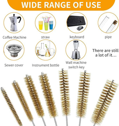7pcs Brass Wire Tube Brushes Bottle Brush Set,11Inch Long Wire Brushes for Cleaning,Wire Pipe Cleaner Bore Brush Cleaning for Tubes,Bottle,Keyboards,Glass