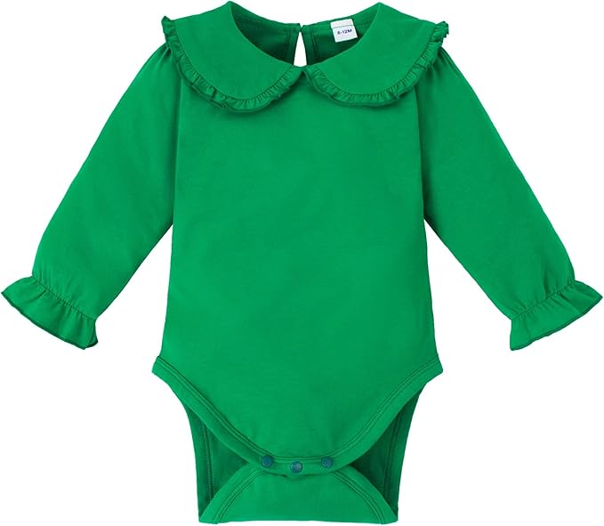 Magic Park 0-24M Infant Girl Peter Pan Collar Romper Baby Long Sleeve Bodysuit Girls Ruffle Jumpsuit Casual Winter Tops