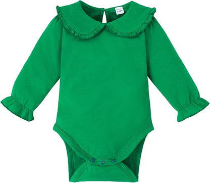 Magic Park 0-24M Infant Girl Peter Pan Collar Romper Baby Long Sleeve Bodysuit Girls Ruffle Jumpsuit Casual Winter Tops