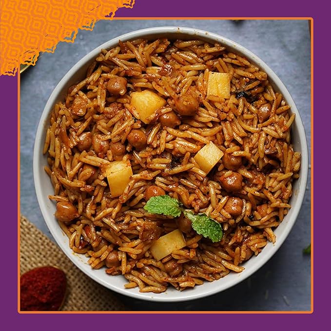 Patak’s Delhi Spiced Rice - Fragrant Basmati Rice w/Chickpeas, Onion & Tomato - Kosher, Vegan Microwavable Meal Ready in 90 Seconds - Ready To Eat Rice For Quick Lunch Or Dinner - 10.05oz (Pack of 6)