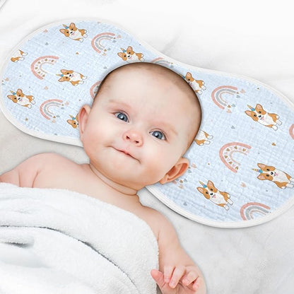 vvfelixl Baby Burp Cloths Corgi Hearts Rainbows Baby Newborn Cotton Burping Cloths Set Baby Washcloths 4 Pack