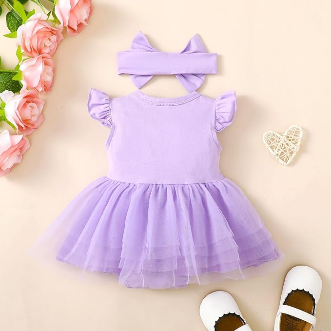 Magic Park 0-18M Infant Bodysuit Tutu Dress Baby Girl Romper Dress Toddler Solid Color Tulle Skirt Baptism Holidays Outfits