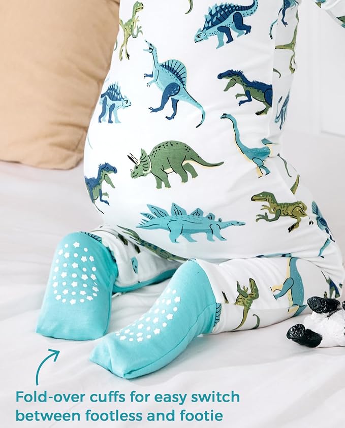 Bamboo Viscose Baby Convertible Footie Pajama, Zipper Pajamas for Baby Boys & Girls, Sleep & Play Footed Pjs