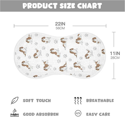 1 Pack Muslin Burp Cloths Cavalier Dogs Paw White Cotton Baby Burp Cloths Ultra Soft Burping Cloth Absorbent Spit Up Rags for Newborn Must Haves 22x11 Inch