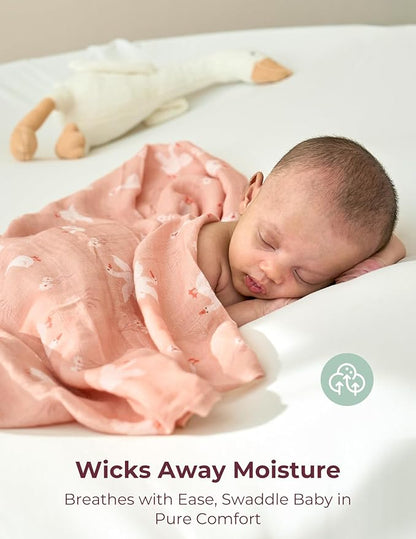 Momcozy Muslin Best Wishes Swaddle Blankets, Ultra Soft Neutral Registry Essentials, Pasture Pals & Pumpkin Dreams, Breathable Large 47'' x 47'' Newborn Boys Girls Receiving Blanket