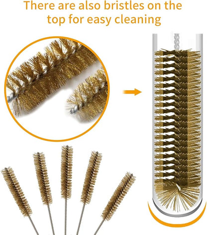 7pcs Brass Wire Tube Brushes Bottle Brush Set,11Inch Long Wire Brushes for Cleaning,Wire Pipe Cleaner Bore Brush Cleaning for Tubes,Bottle,Keyboards,Glass