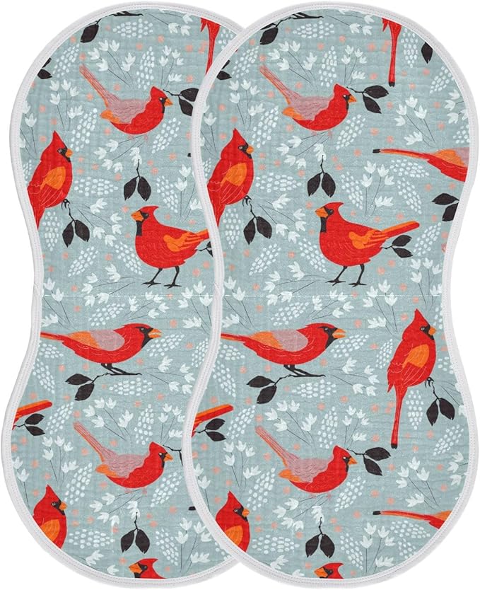 vvfelixl Muslin Burp Cloths Cardinals Bird Baby Washcloths for Baby Girl Boys 2 Pack