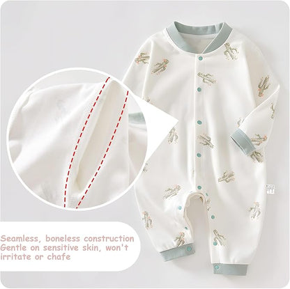 100% Organic Cotton Soft 3-24 Months Unisex Footless Newborn Baby Sleepers Pajamas Romper Boys Girls Long Sleeve