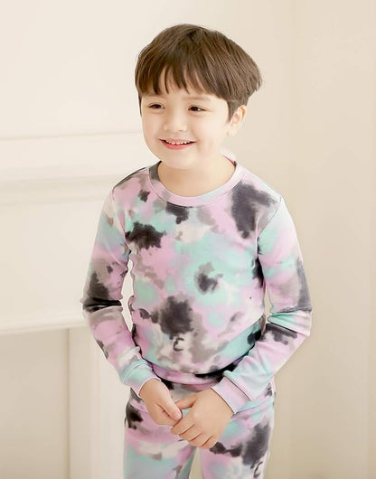 VAENAIT BABY 12M-12Y Toddler Kids Boys Girls 100% Cotton Marbling Tiedye Sung Fit Sleepwear Pajamas 2pcs Pjs Set