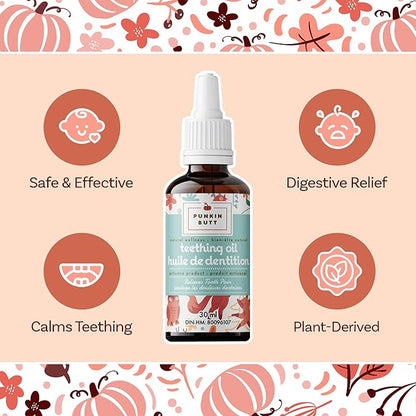 Punkin Butt Teething Oil for Babies, Herbal Plant-Based Formula Infused with Chamomile, Clove & Peppermint & Enhanced with Natural Homeopathics - Chamomilla, Phytolacca & Rheum, 1oz Bottle