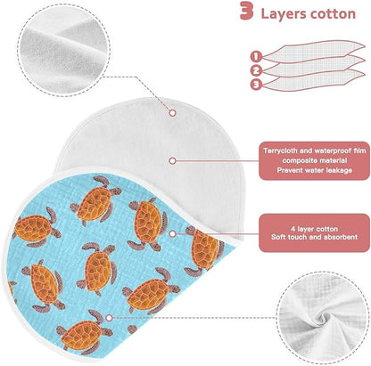 vvfelixl Baby Burp Cloths Turtle Baby Newborn Cotton Burping Cloths Set Baby Washcloths 4 Pack