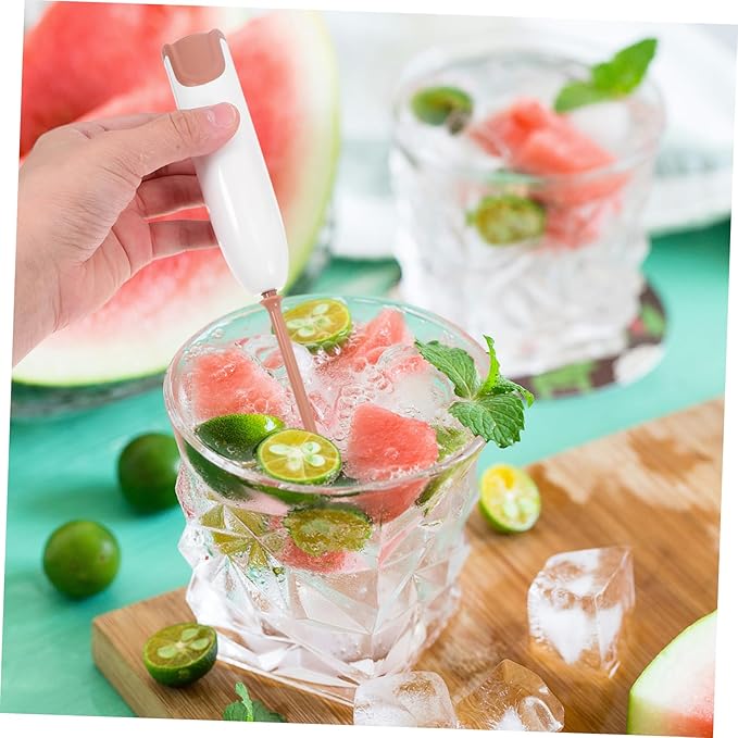 Electric Milk Powder Mixer Handheld Stirring Tool Portable Multifunctional Drink Blender for Juice Battery Operated with Detachable Rods Easy to Clean and Maintain Warm White