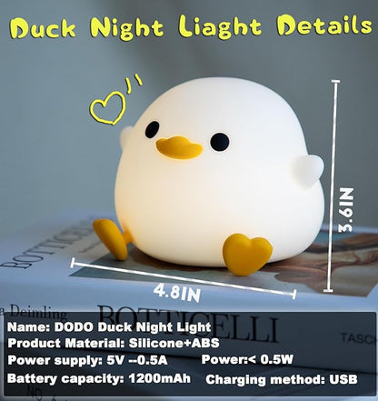 DREAMING MY DREAM Cute Duck Lamp,Do Do Duck Night Light,Silicone Squishy Nursery Bedside Lamp,USB Rechargeable Touch Table Lampfor Bedrooms, Living Room Decor Gift Toy
