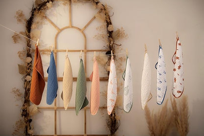 Muslin Burp Cloths, 20"x10"- Pack of 8, 6 Layers Super Soft Absorbent & Breathable 100% Cotton for Baby Drool and Messes, Burp Cloth Baby Boy and Burp Cloths Baby Girl