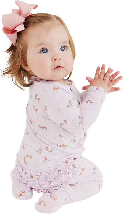Magnetic Me Girls Modal Magnetic Baby Footie Pajamas | Silky Soft Modal Fabric | Baby Sleepers Available Sizes PRE - 24M