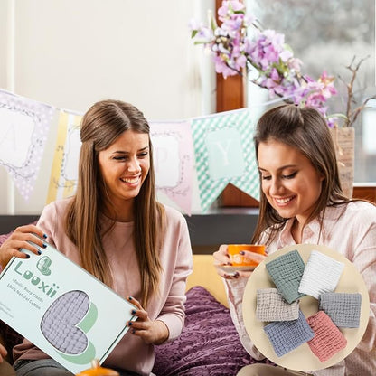 Looxii Muslin Burp Cloths 100% Cotton Muslin Cloths Large 20''x10'' Extra Soft and Absorbent 6 Pack Baby Burping Cloth for Boys and Girls(Multicolor)