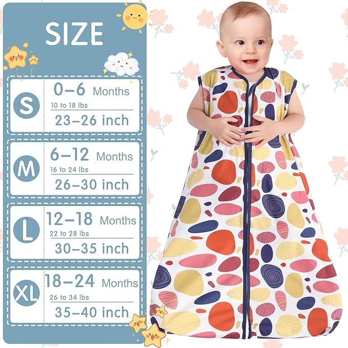 3 Pack Baby Sleep Sack 100% Rayon Cotton Baby Sleeping Bag 2-Way Zipper Toddler Wearable Blankets TOG 0.3. (Leopard&Cobble&Green, 0-6 Months)