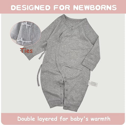100% Organic Cotton Soft 0-6 Months Unisex Footless Newborn Baby Sleepers Pajamas Romper Boys Girls Long Sleeve