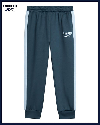 Reebok Baby Boy Pants Set - 3 Piece Tricot Fleece Jogger Pants Short Sleeve T Shirt & Track Jacket for Toddlers & Infants