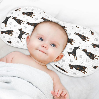 4 Pack Muslin Burp Cloths Doberman Dogs White Cotton Baby Burp Cloths Extra Absorbent and Soft Thick Burping Cloth for Newborn Boys Girls 22x11 Inch