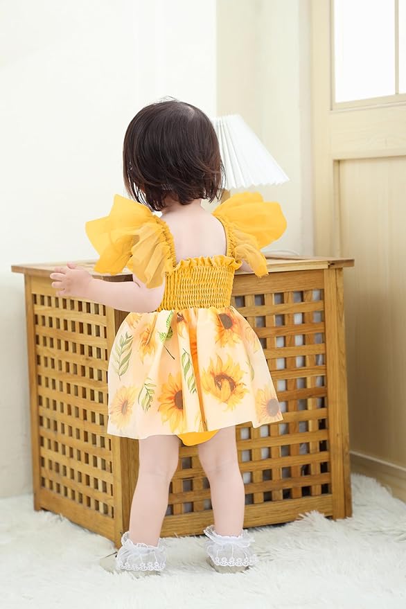 Baby Girl Clothes Infant Tulle Romper Ruffe Sleeveless Bodysuit Baby Girl Outfits Infant Girl Dress 0-18M