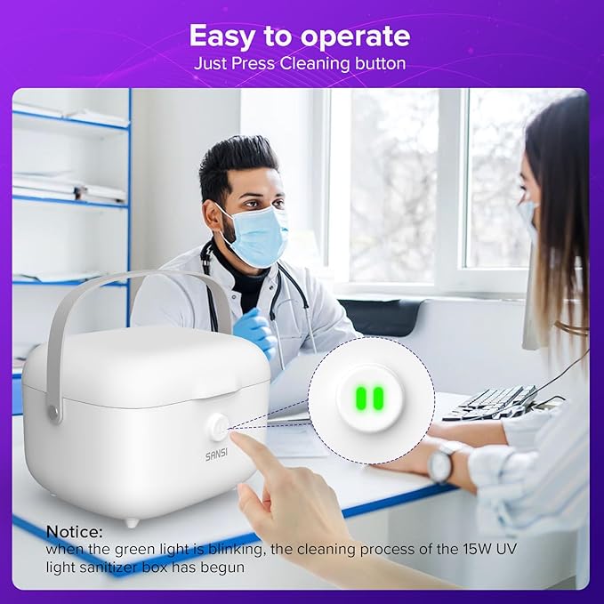 SANSI 15W UV Light Sanitizer Box with 360° UVC Chips, Sanitizes in 5 Minutes 5.1L Large Capacity Sanitizer for Baby & The Whole Family