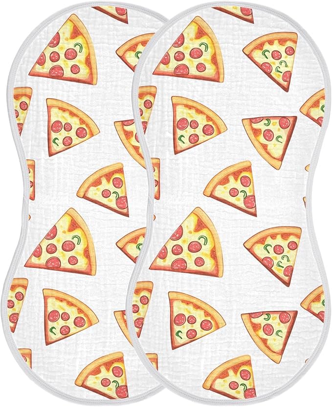 vvfelixl Sliced Pizza Cartoon Burp Cloths for Baby Boy Girls Baby Washcloths Burp Rags 1 Pack