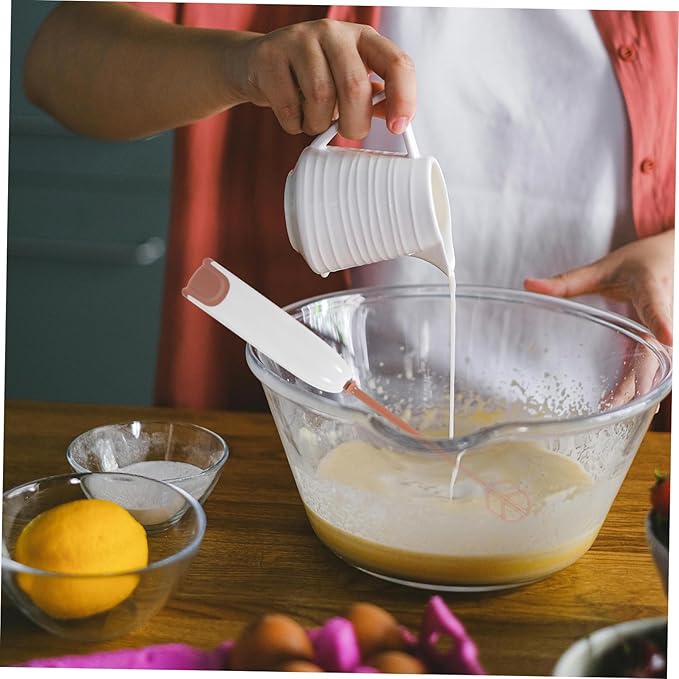 Cabilock Portable Handheld Electric Mixer Stirrer for Milk Powder Protein Shakes Detachable Design for Easy Cleaning Lightweight Drink Mixer for Parents Go Use Stirring Rods Warm White