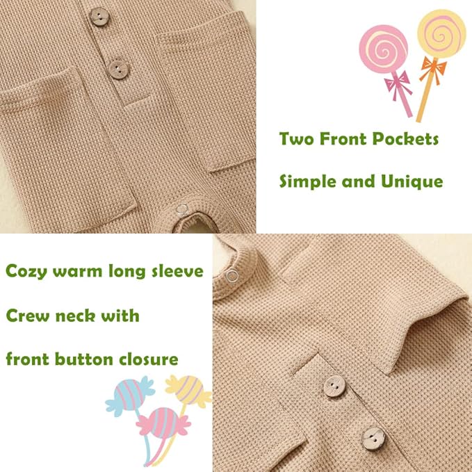 Baby Boys Girls 2 Pack Solid Romper Ribbed Long Sleeve One-Piece Knit Cotton Jumpsuit Outfits Clothes