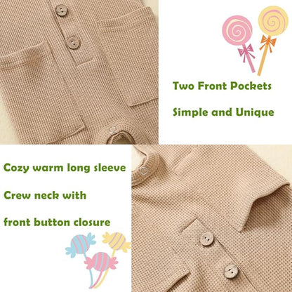 Baby Boys Girls 2 Pack Solid Romper Ribbed Long Sleeve One-Piece Knit Cotton Jumpsuit Outfits Clothes