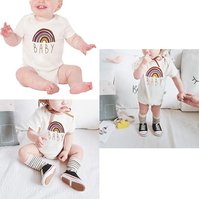 Cnins Newborn Baby Bodysuit - Pregnancy Announcement & Infant Loss Gift, Coming Soon & Rainbow Design Coming Home Outfit